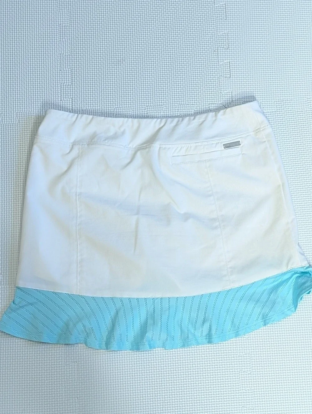 Adidas Skirt Small White Aqua Ruffle Tour Mesh Tennis Skort Athleisure